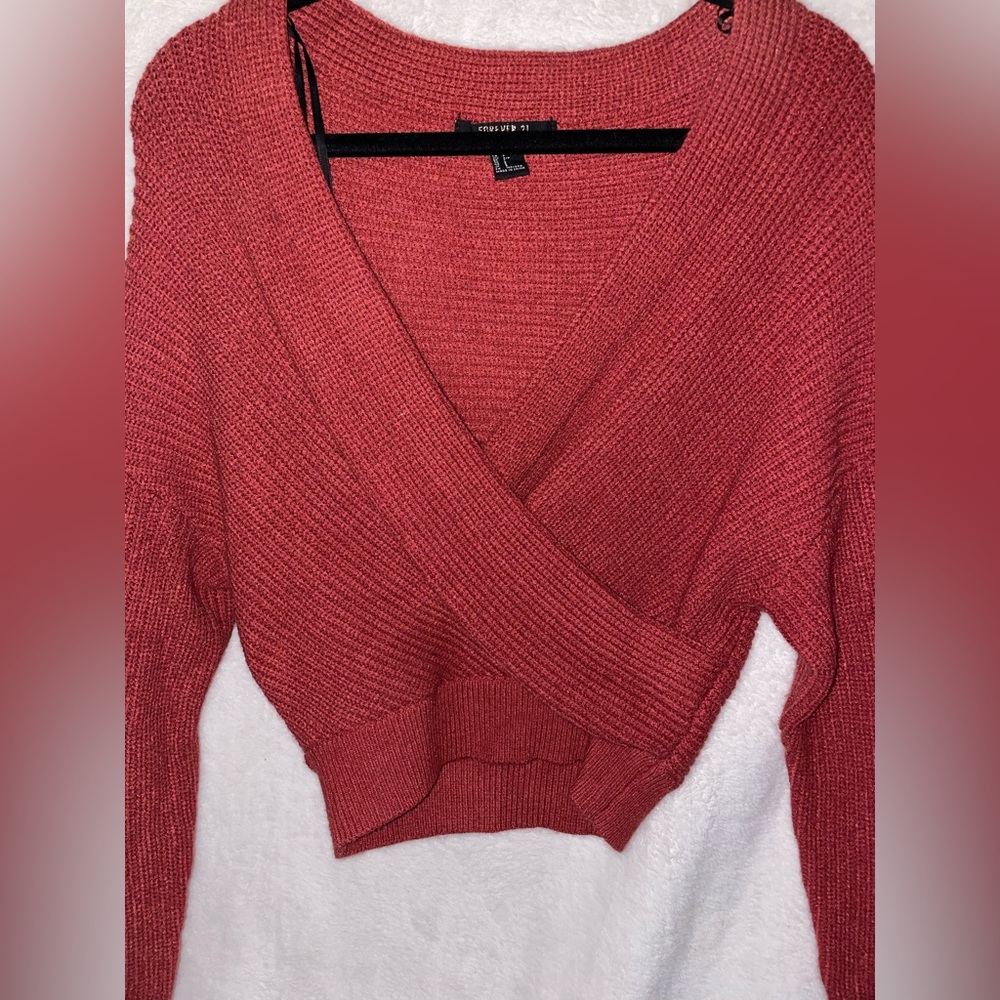 Forever 21 Crisscross Burnt Red Sweater
